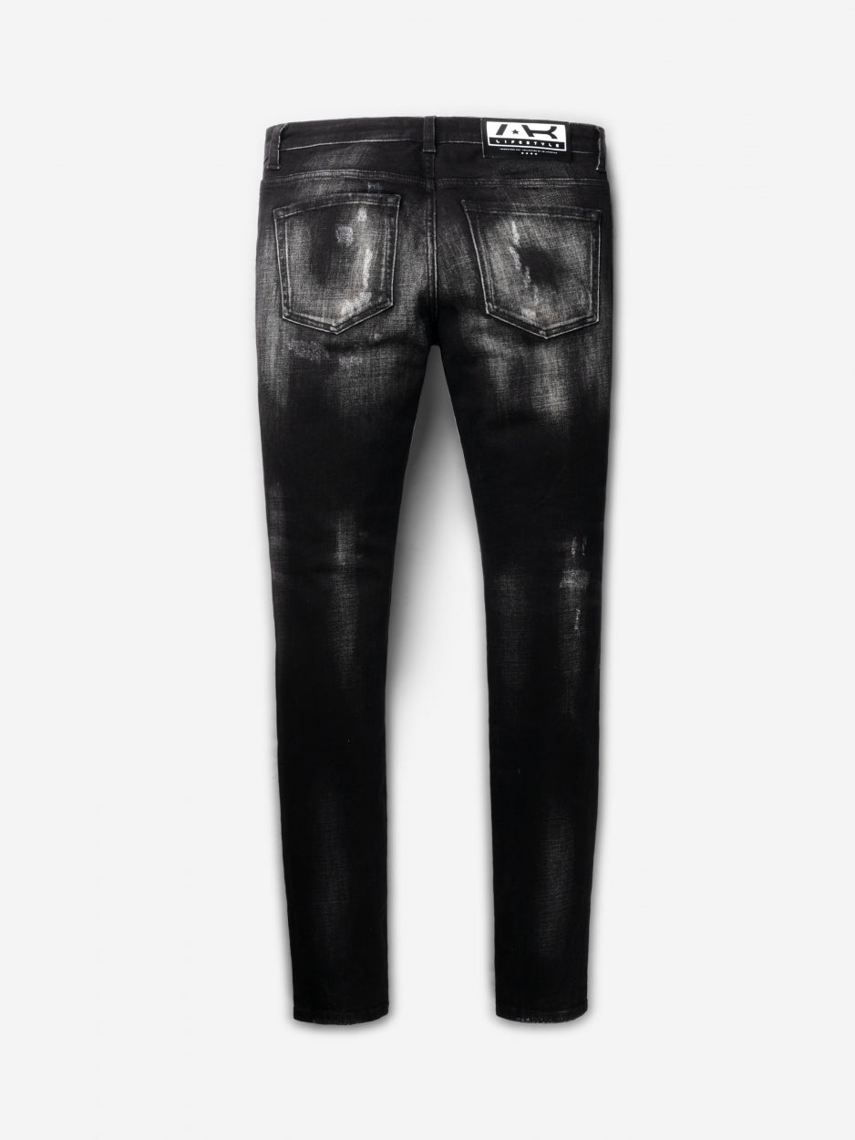 Slim Denim Jeans | Damaged - Black
