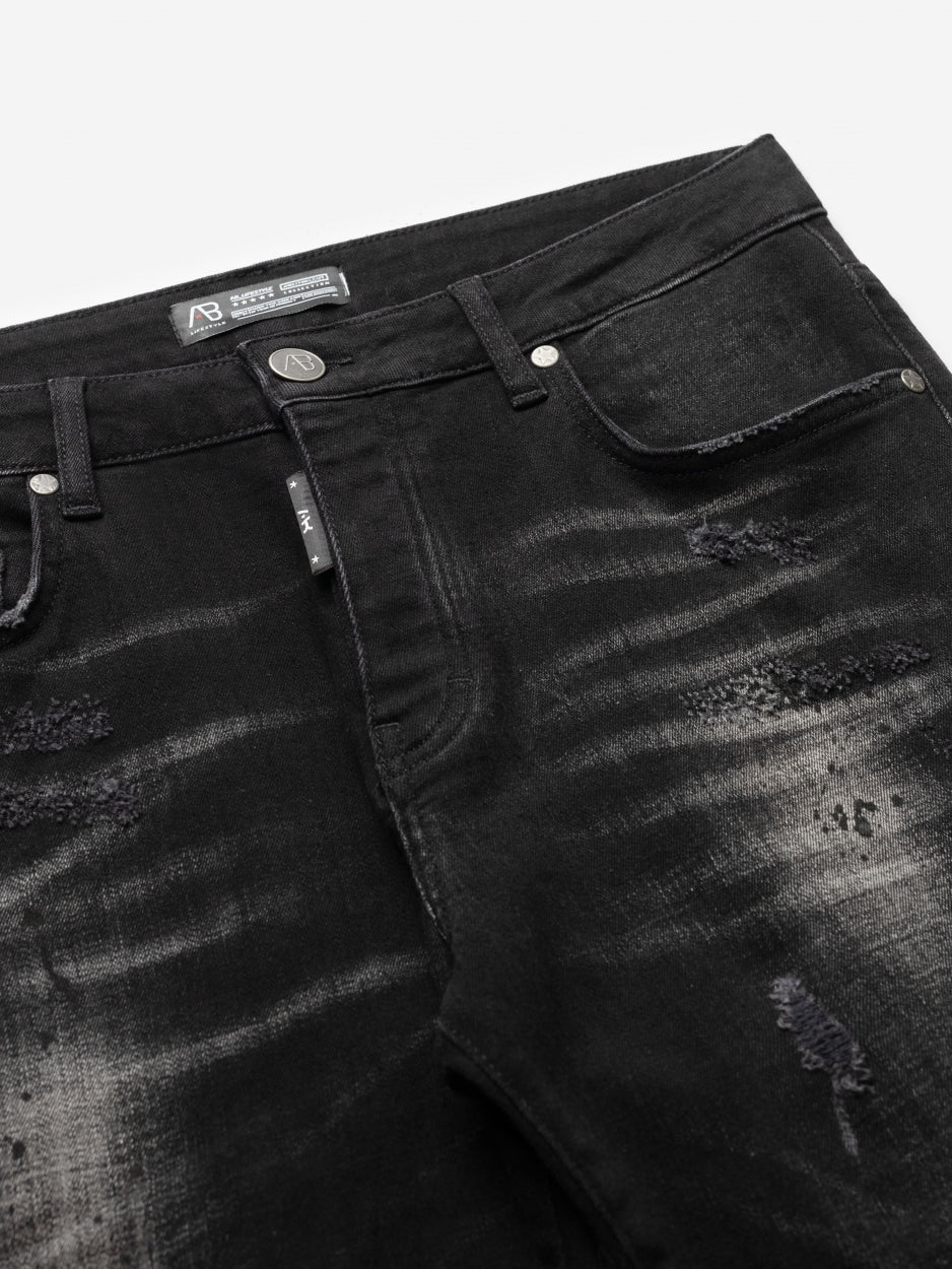 Slim Denim Jeans | Damaged - Black