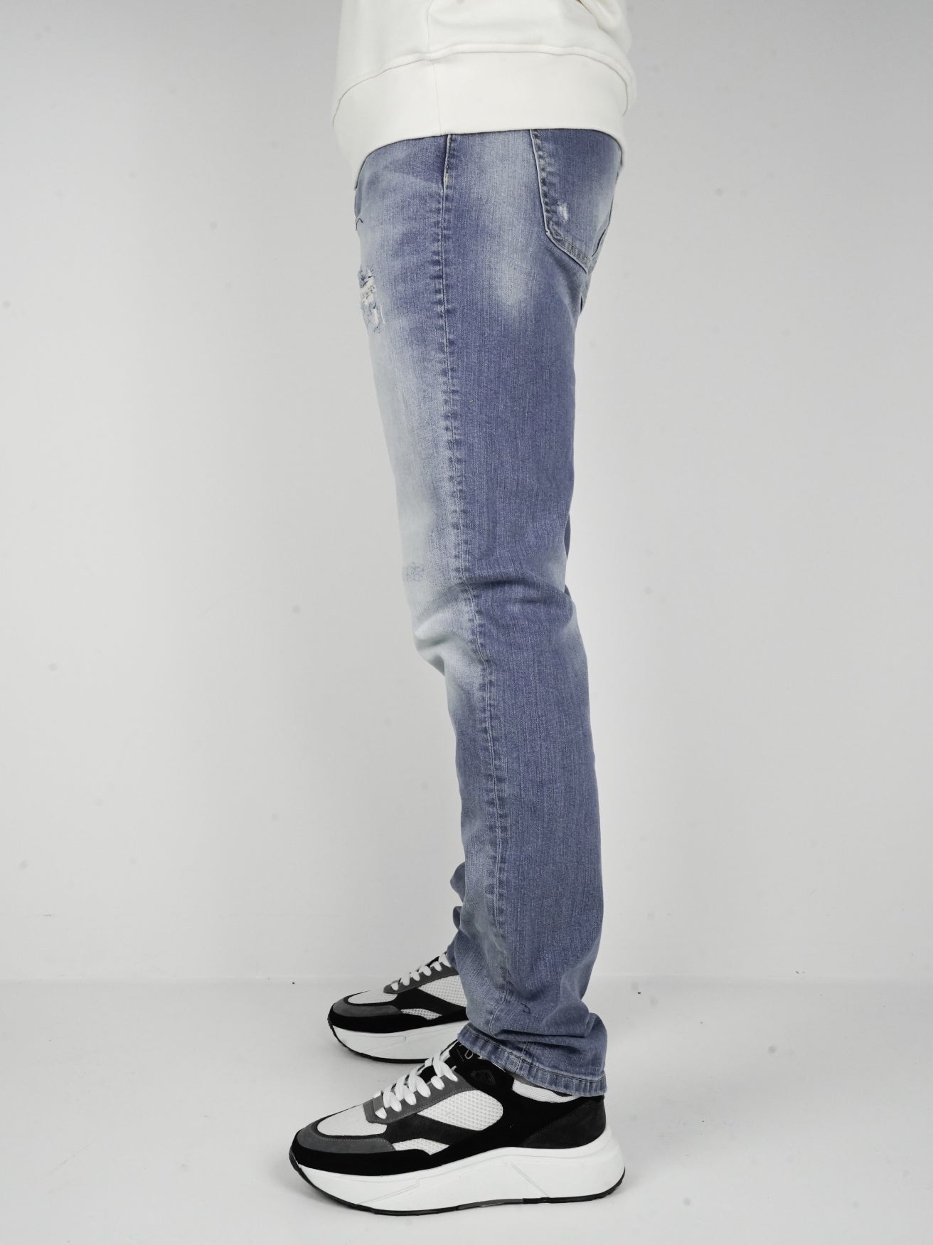 Slim-Fit Denim Jeans Paint | Dark Blue | Mid Blue