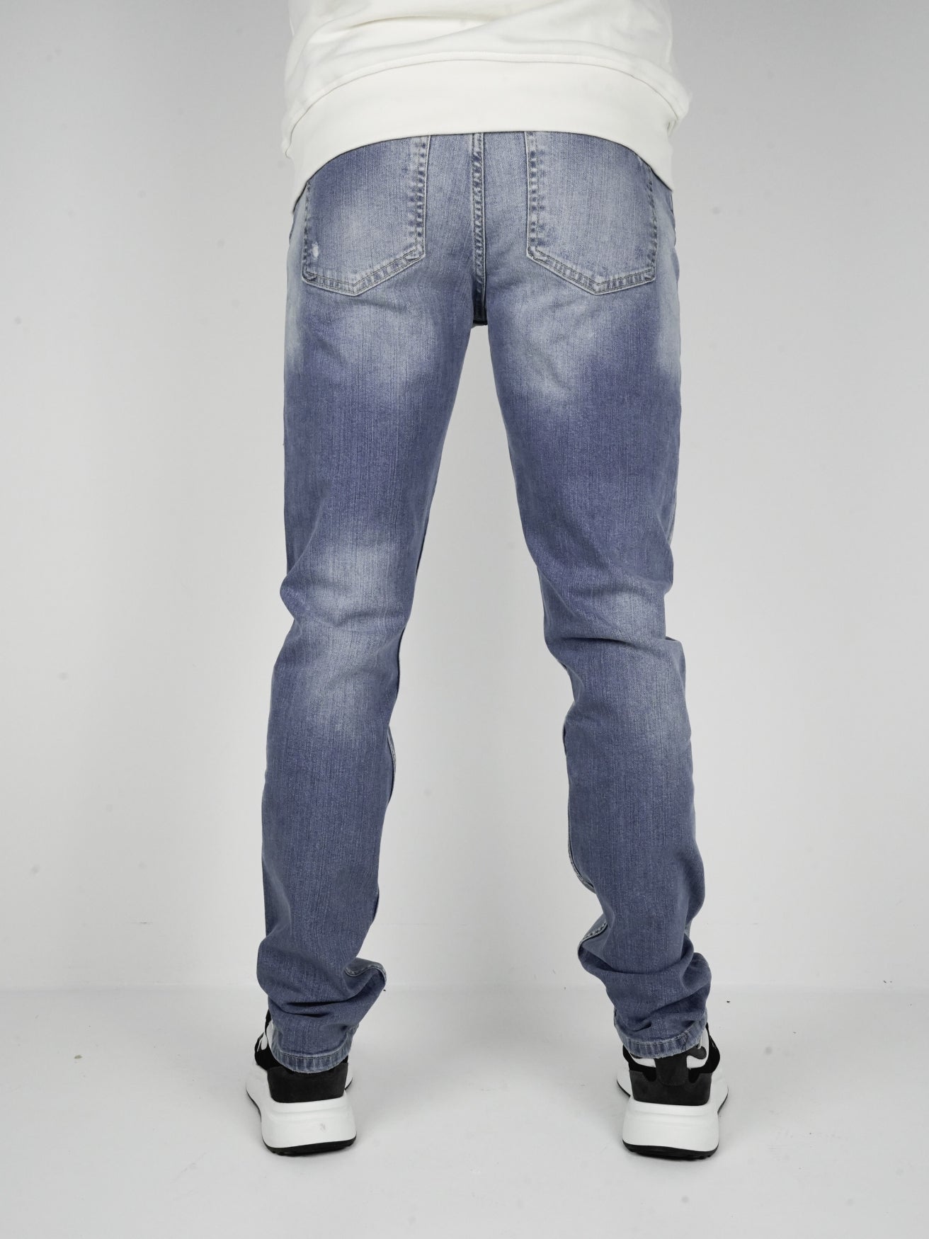 Slim-Fit Denim Jeans Paint | Dark Blue | Mid Blue