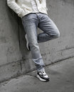 Slim-Fit Denim Jeans Paint | Dark Blue | Light Blue