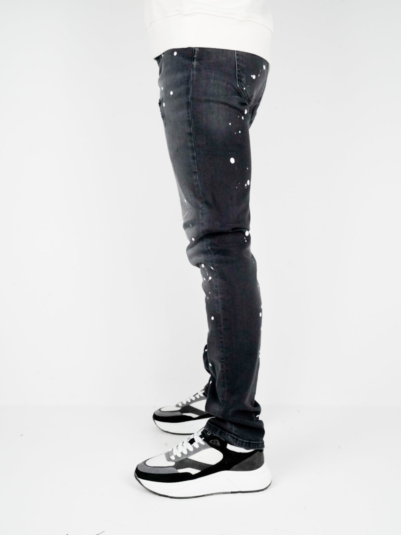 Slim-Fit Denim Jeans Paint | Dark Blue | Jet Black