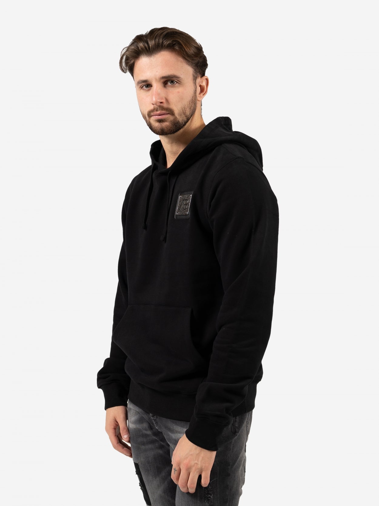 Slim-Fit Metal Hoodie | Jet Black